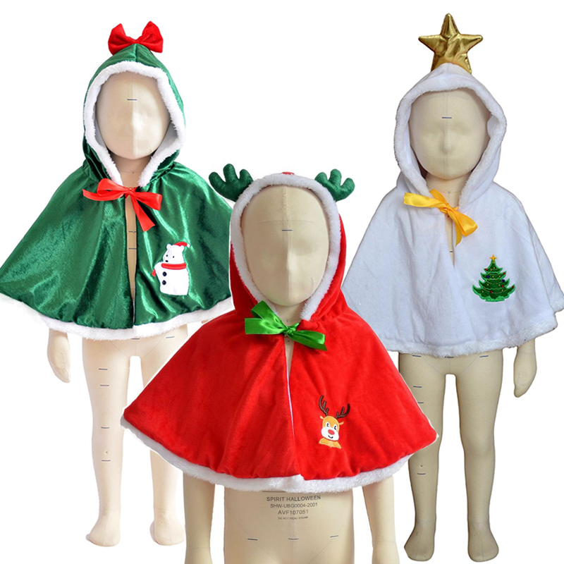 Elf Costume Christmas - Poncho natalizio con cappuccio da elfo