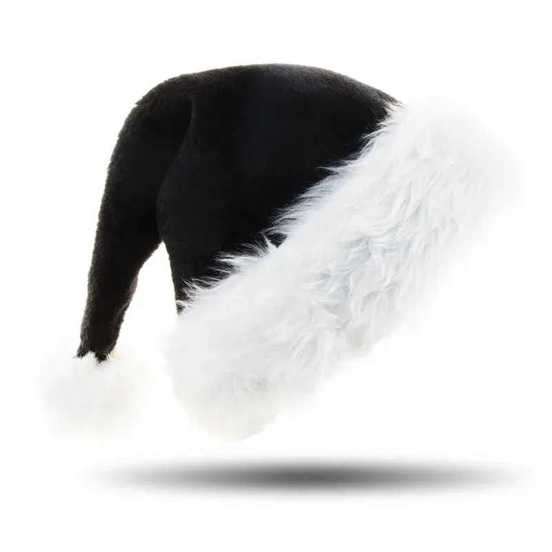 Santa Hat Plush - Cappello natalizio unisex in peluche nero