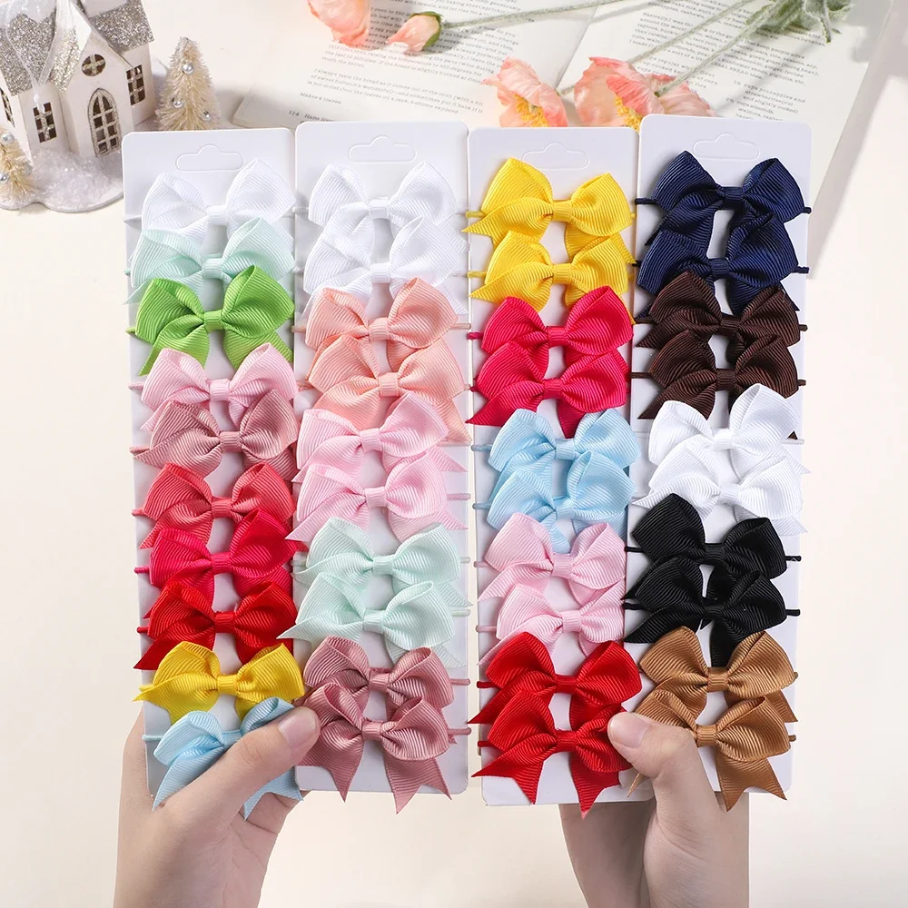 Ribbon Bow Gift - 10 pezzi fiocchi elastici per capelli