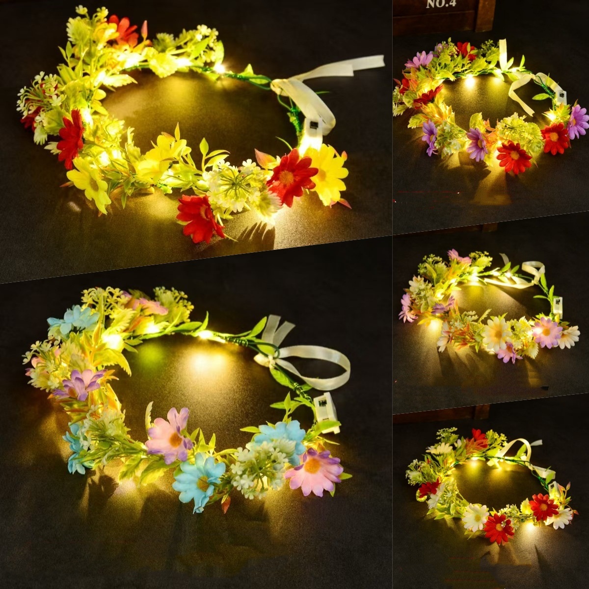 Led Fairy String Lights - Ghirlanda floreale luminosa a LED, corona